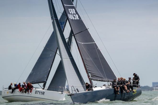 Adam Gosling's Corby 36, Yes! winner of IRC 1 battles with Chris Bodie & Andrew Christie's J/111, Icarus - 2015 Champagne Joseph Perrier July Regatta © Paul Wyeth / www.pwpictures.com http://www.pwpictures.com